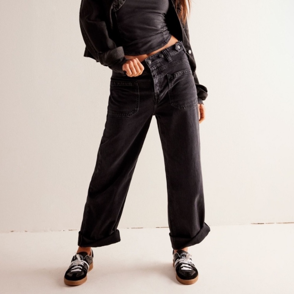 Free People Black Wide Leg Jeans